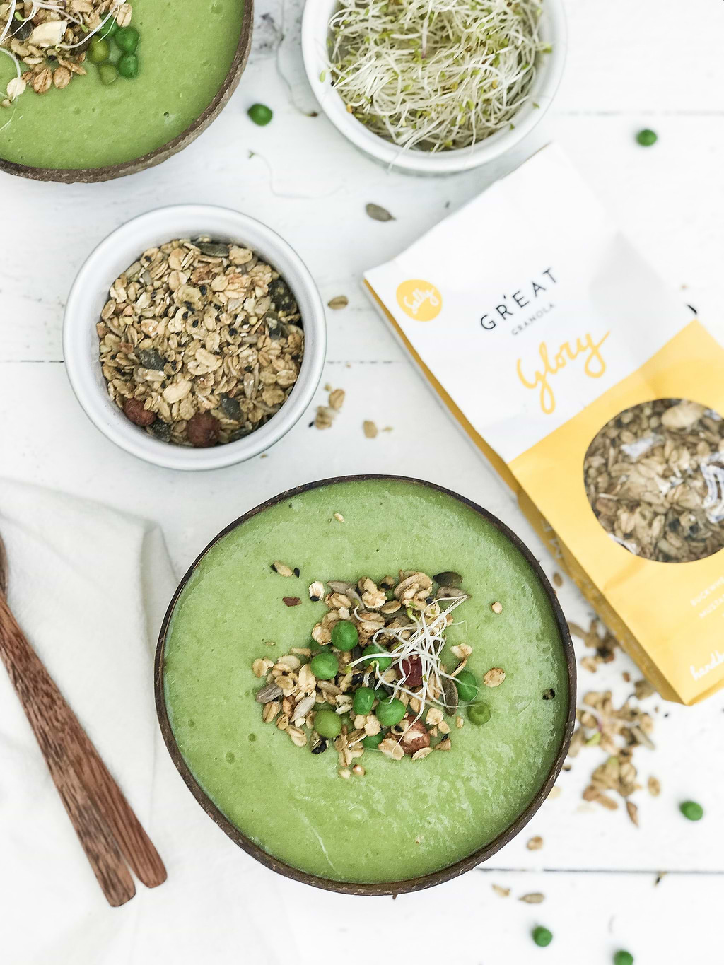 Soupe de petits pois et Gr’eat granola